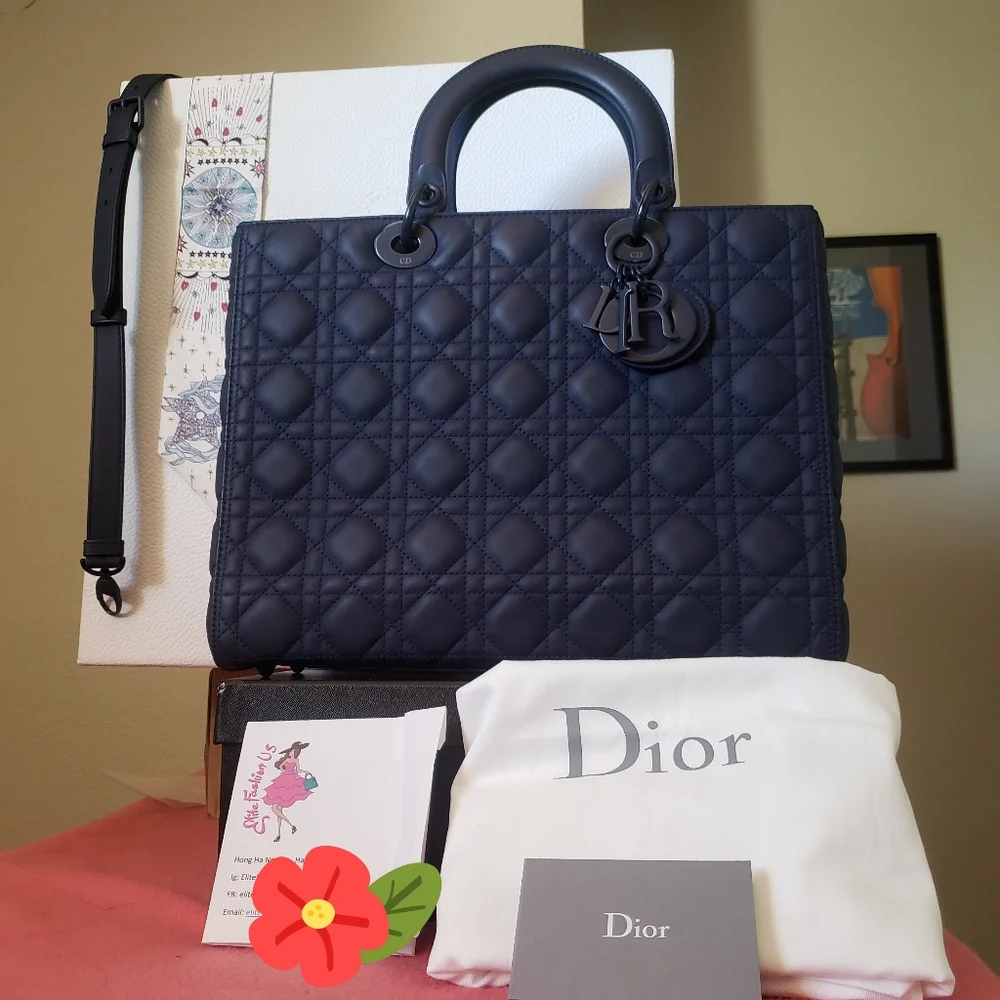 Lady D.ior navy blue large bag - Picture 1 of 7